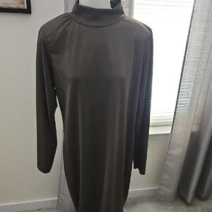 Boohoo Plus Olive Long Sleeve Dress